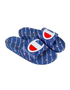 Champion IPO Repeat Slides Blue White Sandals Flip Flops